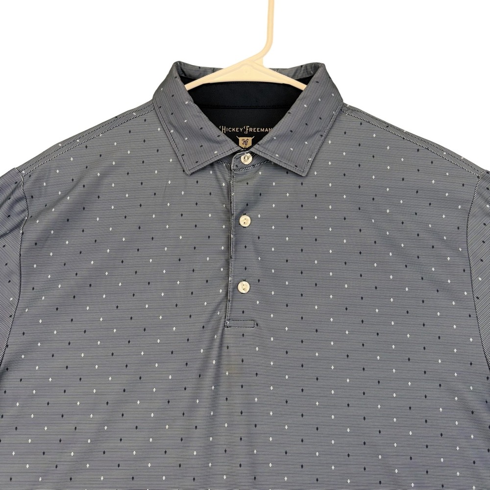 Hickey Freeman Polo Shirt‎ Mens Medium Blue Micro Dot Print Golf Performance